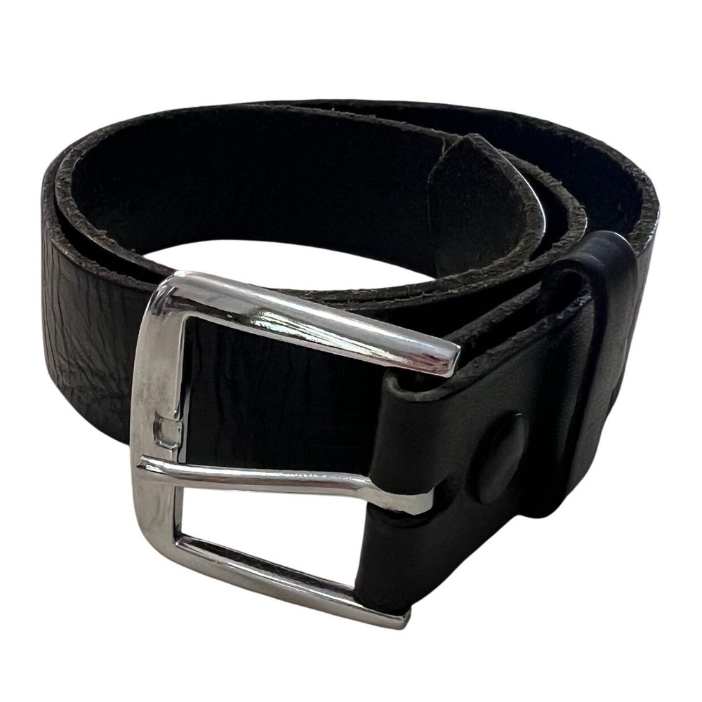 LawPro Mens Black Leather Duty Belt Silver Buckle‎ Made in USA Size 30